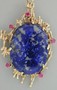 Lapis and ruby pendant in 14K yellow gold